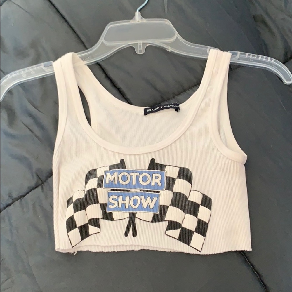 Brandy Melville cropped white motor show tank